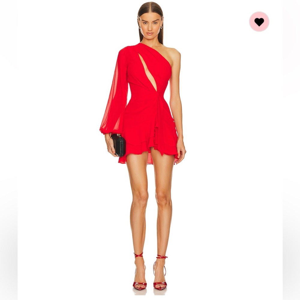 Michael Costello x Revolve - Red One Shoulder Mini Dress